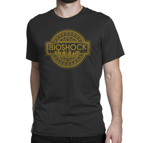 Bioshock logo t-shirt black with gold logo