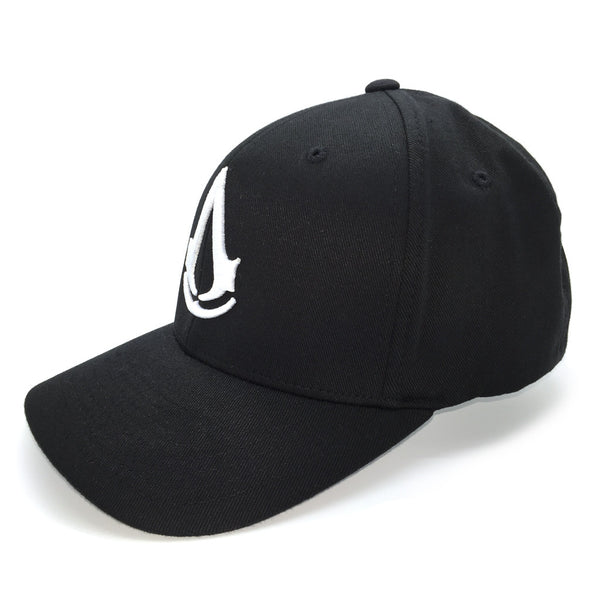 assassins creed logo hat 3/4 view black