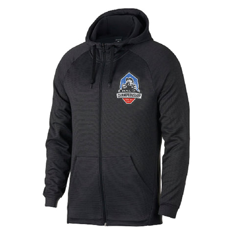 hcs halo black hoodie with logo on left chest