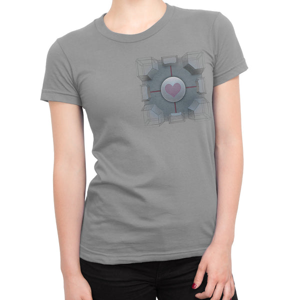 portal companion cube girls t-shirt